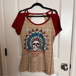 Affliction Distressed Fitted Top Large